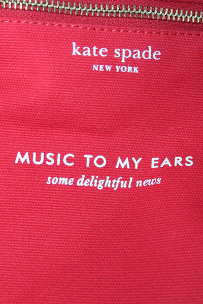 Kate Spade New York Black White Canvas Striped Open Top Tote Handbag