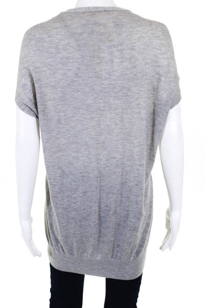 Demylee Gray Cashmere Sleeveless Button Down Cardigan Sweater Size Large New