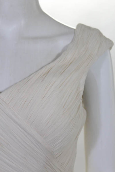 Rafael Cennamo White Couture Ivory Silk Sleeveless V-Neck Pleated Mermaid Bridal