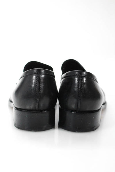 Prada Black Brown Leather Round Toe Loafers Size IT 37.5 7.5
