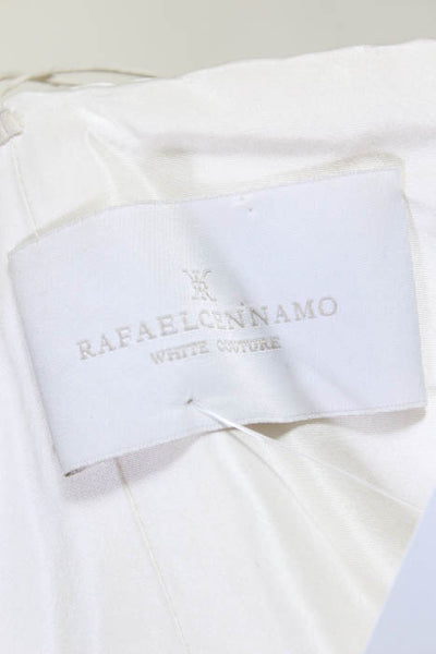 Rafael Cennamo White Couture Ivory Spaghetti Strap Buttoned Back Mikado Fishtail