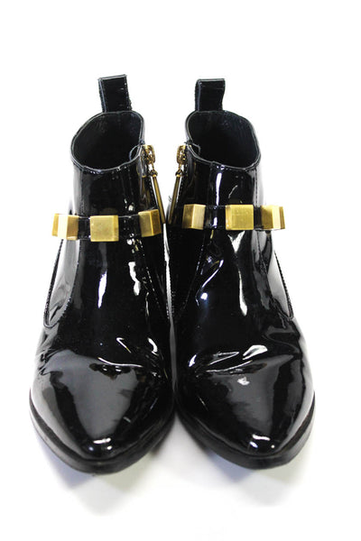 Kat Maconie Womens Alberta Point Toe Studded Booties Black Patent Leather 8.5