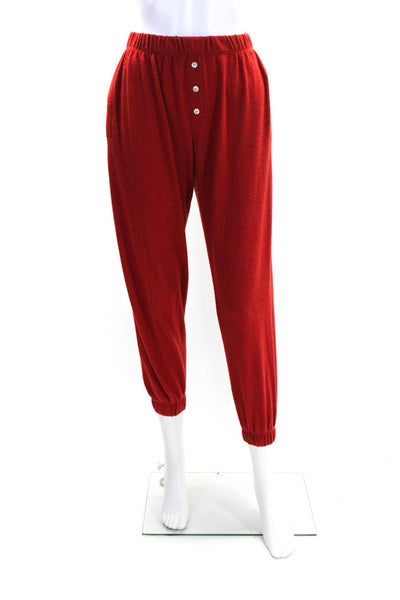 Donni Womens Elastic Waist Buttoned Loungewear Pants Red Size XS