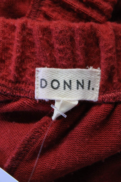 Donni Womens Elastic Waist Buttoned Loungewear Pants Red Size XS