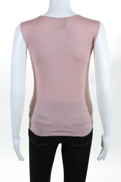 Genny Light Pink Cashmere V Neck Sleeveless Sweater Top Size Small