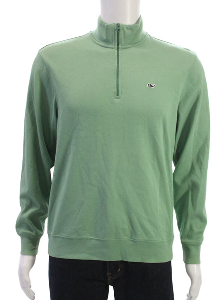 Vineyard Vines Mens Pullover Sweater Green Mock Neck Long Sleeve Size S