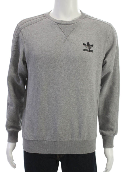 Adidas Mens Gray Cotton Crewneck Pullover Sweatshirt Size S