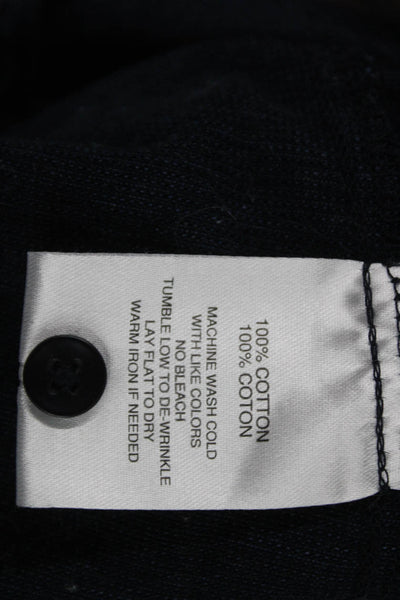 Robert Barakett Mens Polo Button Up Shirt Blue Cotton Short Sleeve Size M