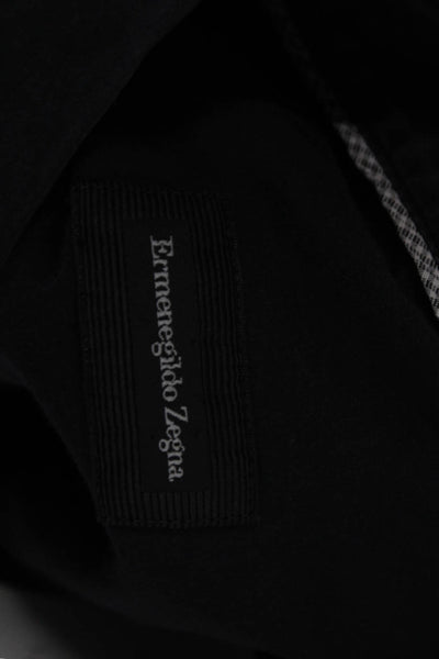 Ermenegildo Zegna Mens Black Cotton Collared Long Sleeve Button Up Shirt Size M