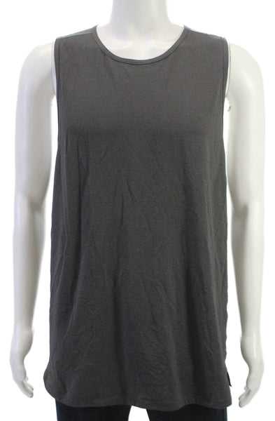 Lululemon Mens Basic Striped Gray Tank Polyester Crew Neck Size XL