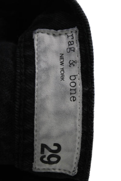 Rag & Bone Womens Wide Leg Jeans Black High Rise Button Size 29
