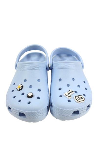 Crocs Womens Perforated Slingback Rubber Mules Blue White Size 9