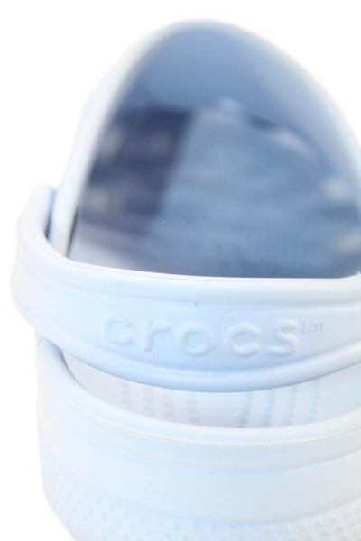 Crocs Womens Perforated Slingback Rubber Mules Blue White Size 9