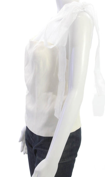 Reformation Women Ivory Viscose Square Neck Sleeveless Blouse Zip Size 10