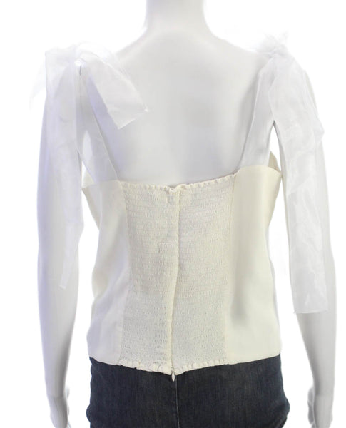 Reformation Women Ivory Viscose Square Neck Sleeveless Blouse Zip Size 10