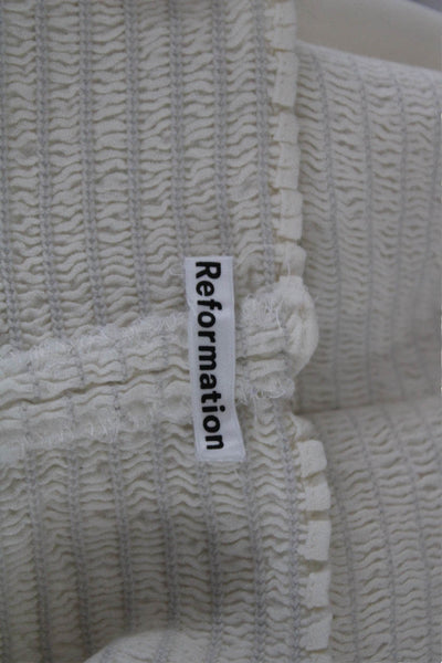 Reformation Women Ivory Viscose Square Neck Sleeveless Blouse Zip Size 10