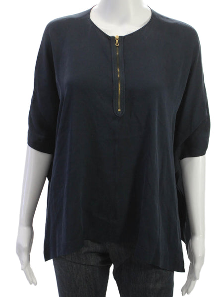 Vince Womens Basic Silk Sleeveless Round Neck Black Blouse Size S