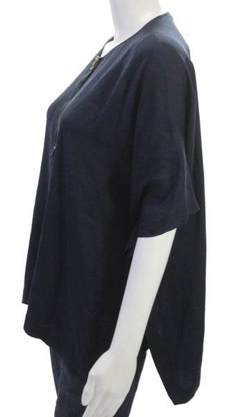Vince Womens Basic Silk Sleeveless Round Neck Black Blouse Size S