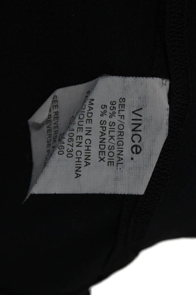 Vince Womens Basic Silk Sleeveless Round Neck Black Blouse Size S