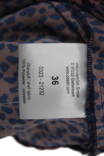 Odeeh Women Tunic Animal Print Boatneck 3/4 Sleeve Multicolor Size 36