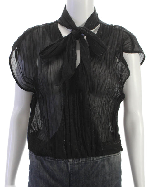 Zara Womens Basic Black High Neck Sleeveless Polyester Blend Blouse Size M
