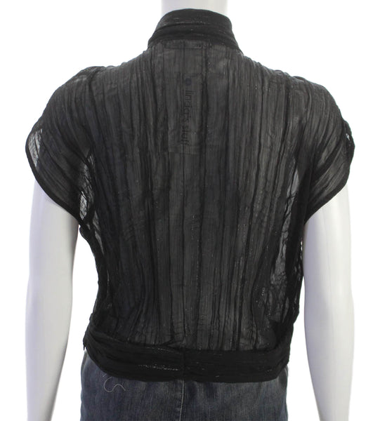 Zara Womens Basic Black High Neck Sleeveless Polyester Blend Blouse Size M