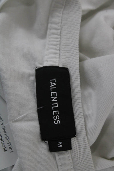 Talentless Unisex Basic White Cotton Crew Neck Short Sleeve T-Shirt Size M