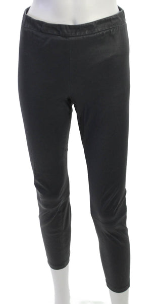 Vince Womens Ankle Leather Leggings Black Solid Size M