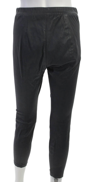 Vince Womens Ankle Leather Leggings Black Solid Size M