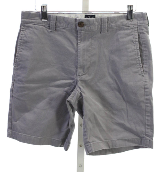 J Crew Mens Chino Shorts Gray Cotton Button Solid Summer Size 29