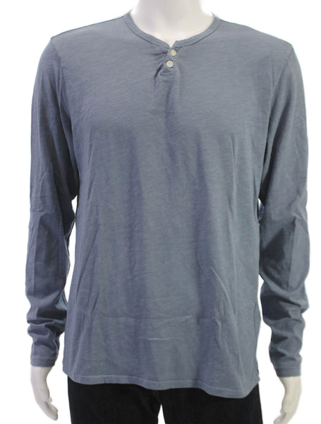 Joes Mens Henley Long Sleeve Cotton Shirt Blue Size S