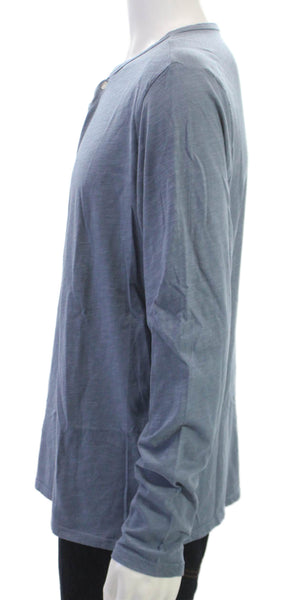 Joes Mens Henley Long Sleeve Cotton Shirt Blue Size S