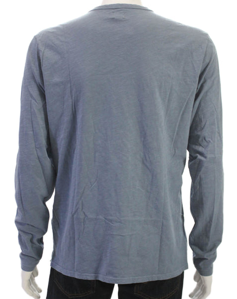 Joes Mens Henley Long Sleeve Cotton Shirt Blue Size S