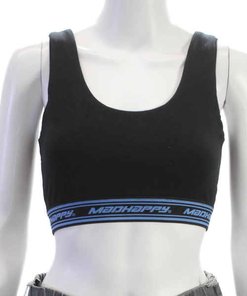 Madhappy Womens Black Sports Bra Micro Modal Scoop Neck Size S
