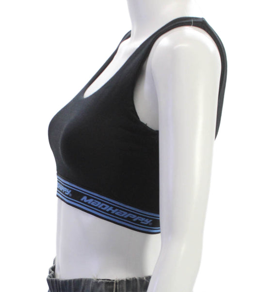 Madhappy Womens Black Sports Bra Micro Modal Scoop Neck Size S