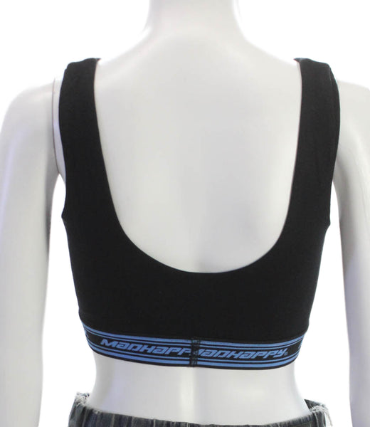 Madhappy Womens Black Sports Bra Micro Modal Scoop Neck Size S