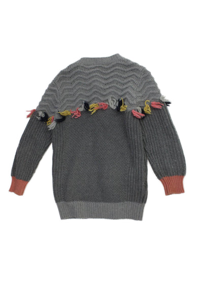 Stella McCartney Kids Girls Knit Long Sleeve Cardigan Sweater Gray Size 8