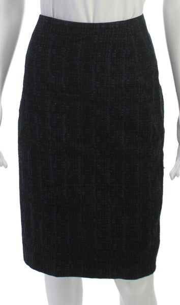 Boss Hugo Boss Womens Black Wool Geometric Straight Pencil Skirt Size 8