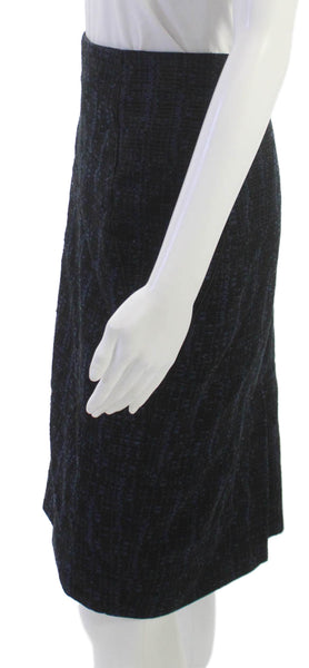 Boss Hugo Boss Womens Black Wool Geometric Straight Pencil Skirt Size 8