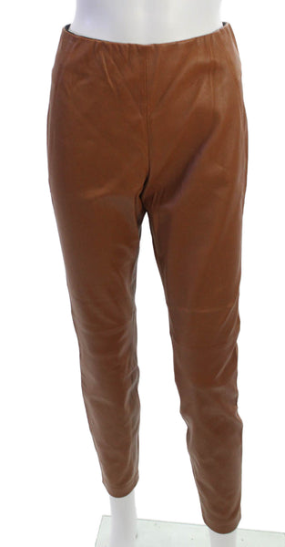 Lafayette 148 New York Womens Lambskin Pull On Pants Brown Size XS