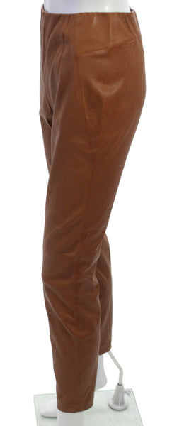 Lafayette 148 New York Womens Lambskin Pull On Pants Brown Size XS