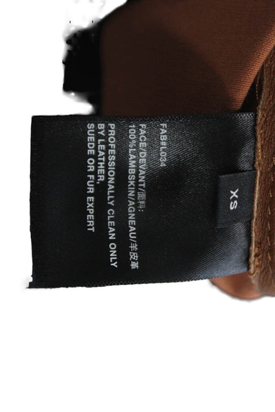 Lafayette 148 New York Womens Lambskin Pull On Pants Brown Size XS
