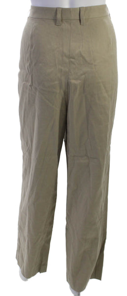 Lafayette 148 New York Women Dress Pants Beige Abaca Button Solid Size 10
