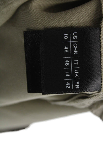 Lafayette 148 New York Women Dress Pants Beige Abaca Button Solid Size 10
