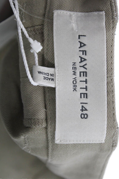 Lafayette 148 New York Women Dress Pants Beige Abaca Button Solid Size 10