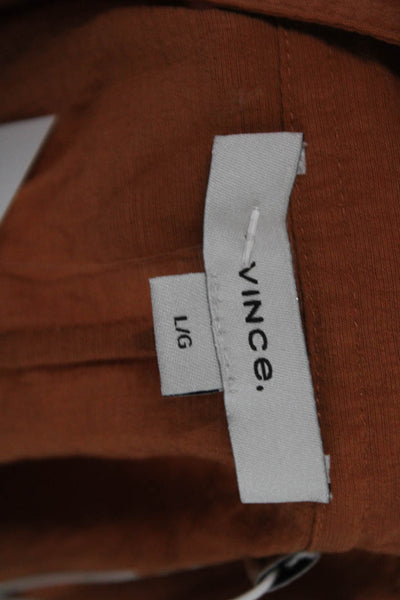 Vince Women Basic Rayon Collared Sleeveless Pullover Blouse Orange Size L