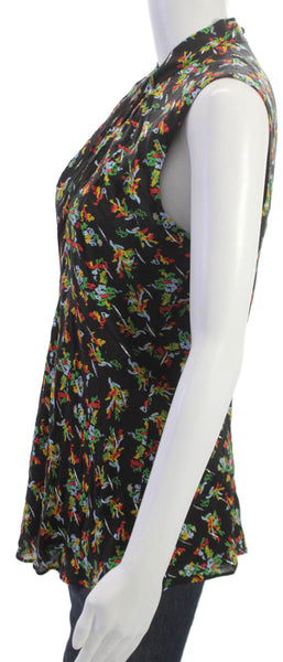 Lafayette 148 New York Women Sleeveless Floral Blouse Black Size 8