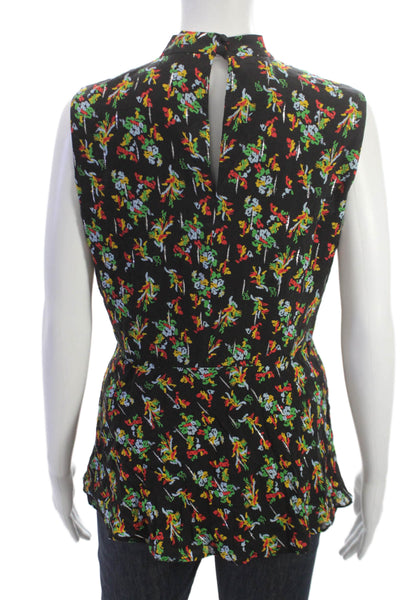 Lafayette 148 New York Women Sleeveless Floral Blouse Black Size 8