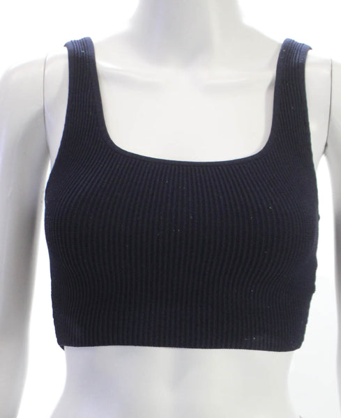Babaton Womens Black Cropped Tank Square Neck Nylon Top Size 2XS