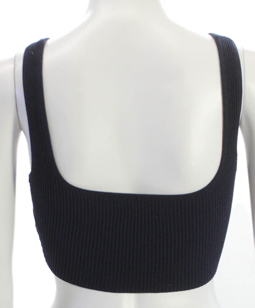 Babaton Womens Black Cropped Tank Square Neck Nylon Top Size 2XS